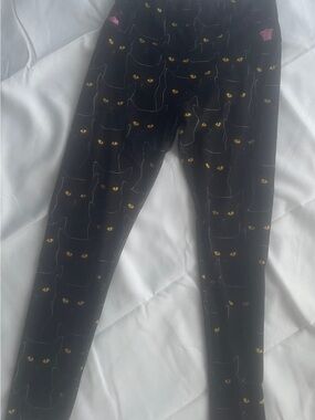 Ladies Black Cat Print Leggings